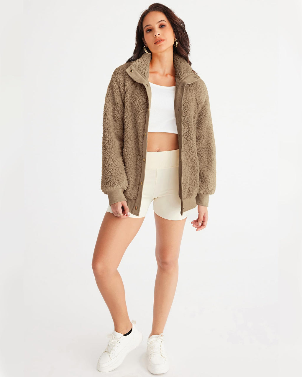MEROKEETY Womens Fleece Sherpa Jacket Fall Winter Coats 2026 Fuzzy Button Down Warm Outerwear with Pockets