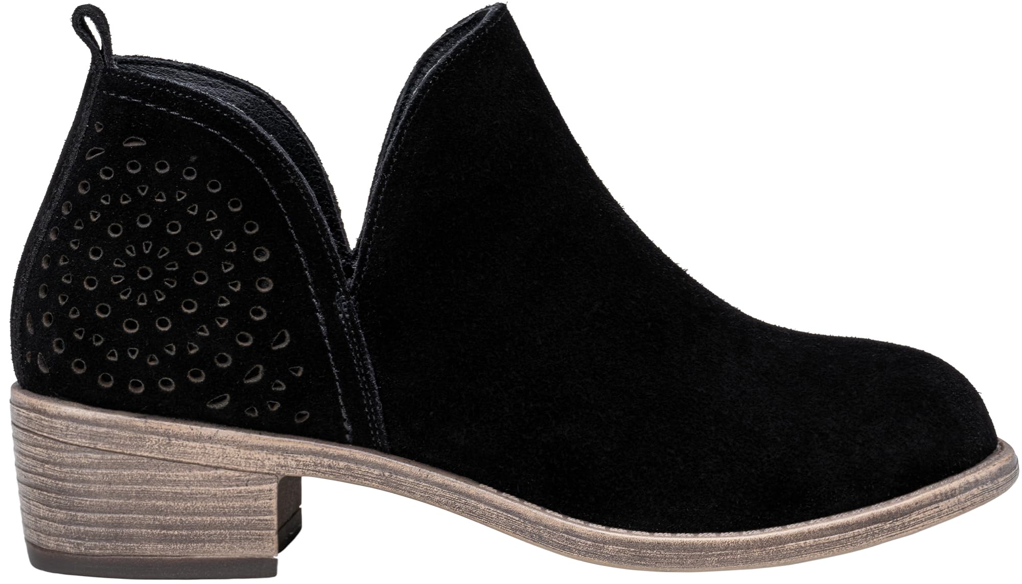 Vepose Women's Short Ankle Boots Low Heel, Western Cutout Perforated Booties