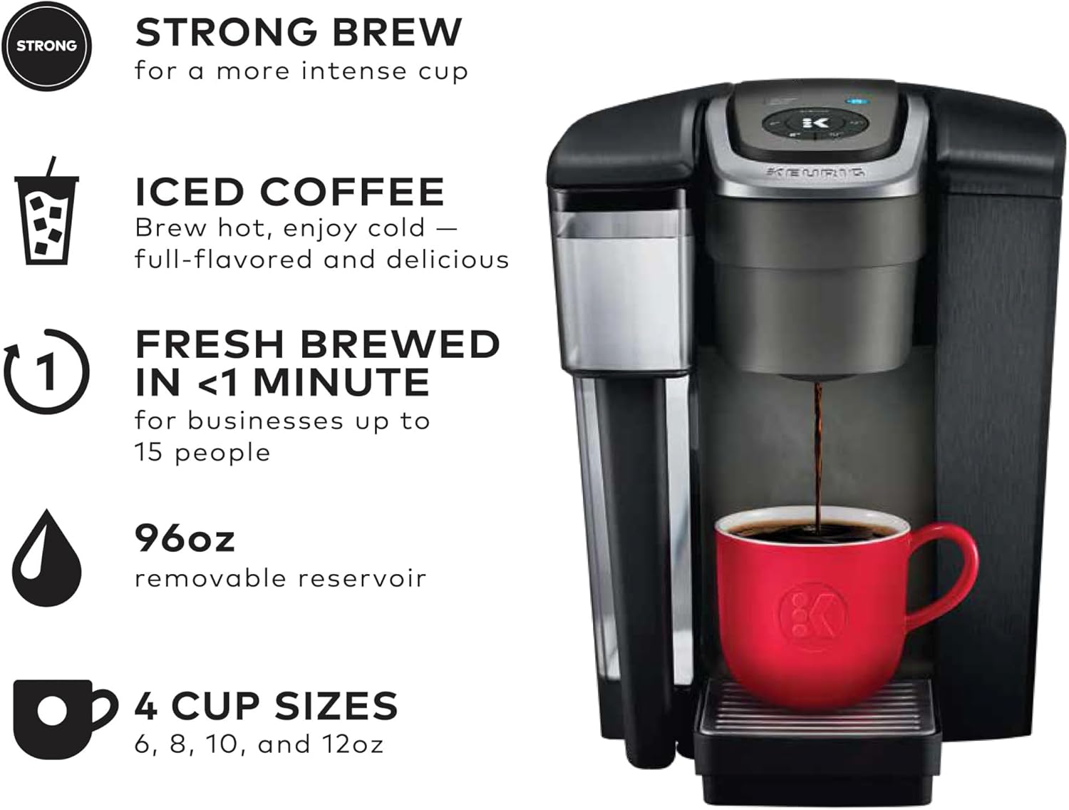 Keurig K-1550 Small Business Single Serve Coffee Maker, 96 oz Water Reservoir, Black