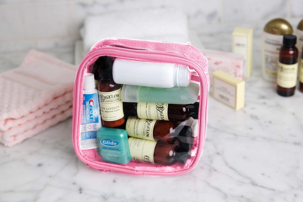 EzPacking Clear TSA Approved 3-1-1 Travel Toiletry Bag for Carry On/Quart Size Transparent Liquids Pouch for Airport Security/Reusable See Through Vinyl & PVC Plastic Organizer Men Women (Black)