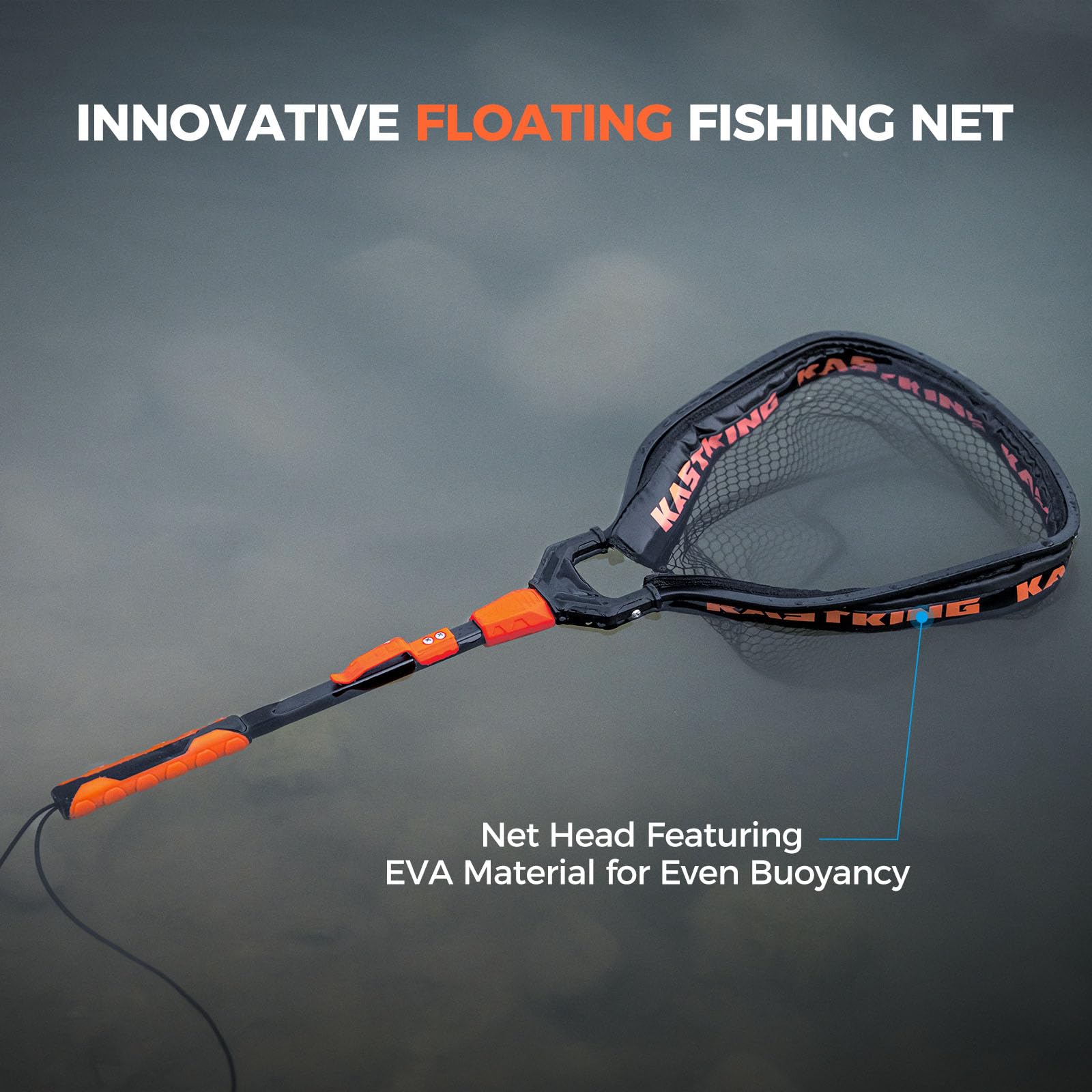 KastKing Titanet Fishing Net, Durable Aluminum Handle, Non-Slip Hi-Vis Grip, Compact Bag & Lanyard, Ideal for Kayak, Lake, Fly, or River Fishing, 2 Net Options
