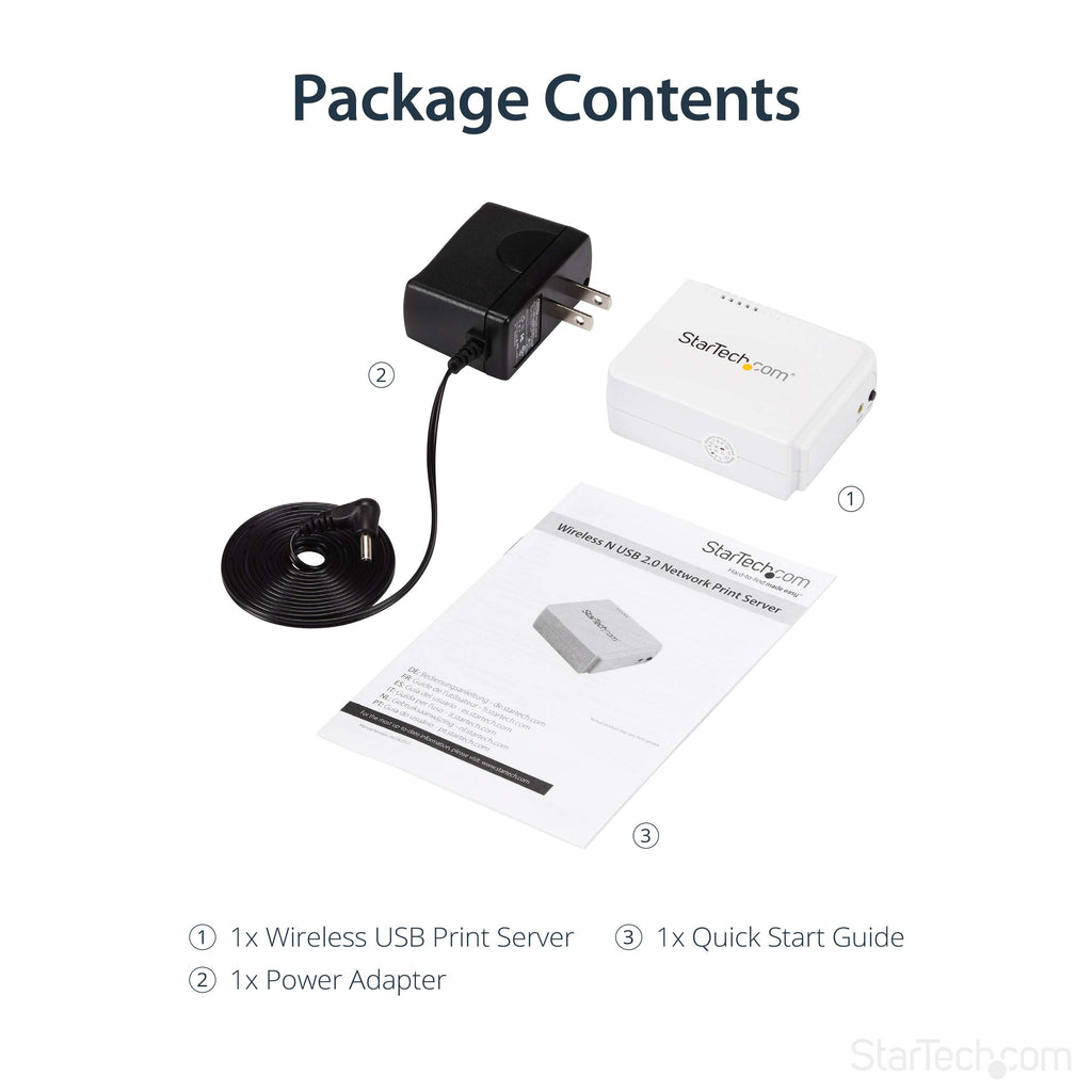 StarTech 1-Port USB 2.0 Network Print Server, 10/100 Mbps Auto-sensing, Wired Ethernet LAN USB Printer Server Adapter, TAA Compliant