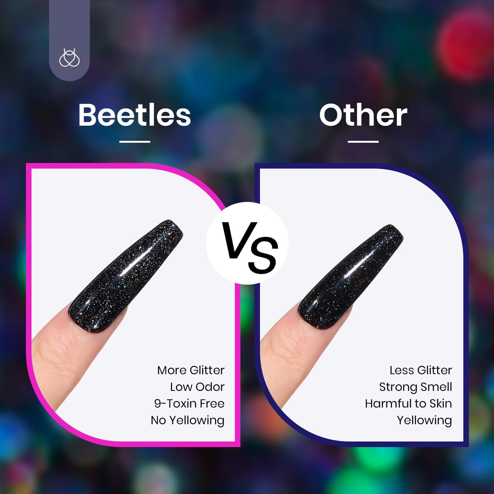 Beetles Heart Gel Top Coat 15ml - Hema Free Glitter Shine No Wipe Top Coat Long-Lasting for Gel Polish, Pink Heart Sparkle Soak Off UV LED Gift for Women