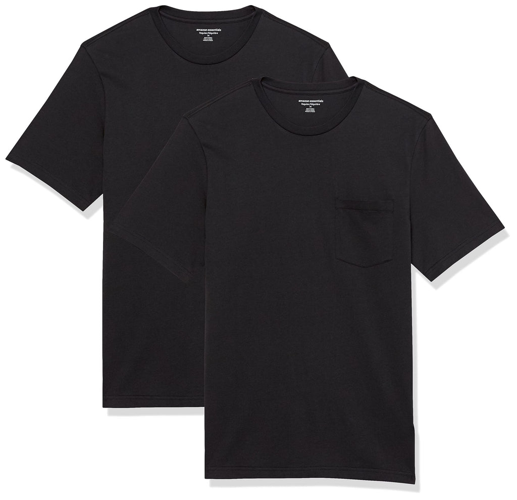 Amazon Essentials Men's Short-Sleeve Crewneck Pocket T-Shirts, Pack of 2