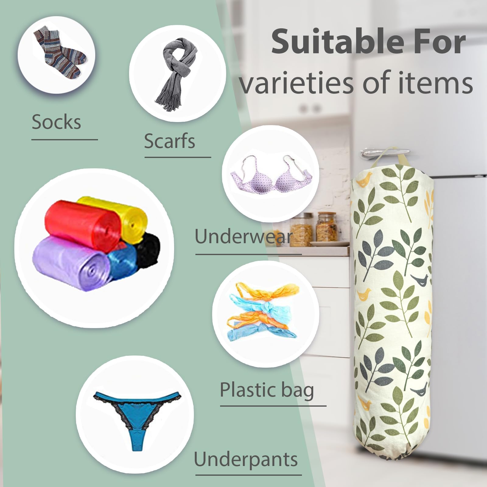Plastic Bag Holder，Reusable Grocery Bag Holder，Wall Mount Plastic Bag Organizer Shopping Bags Carrier，Washable Large Grocery Bag Storage Dispenser for Home Kitchen Travelling Decor, 1 Pack，Alpaca