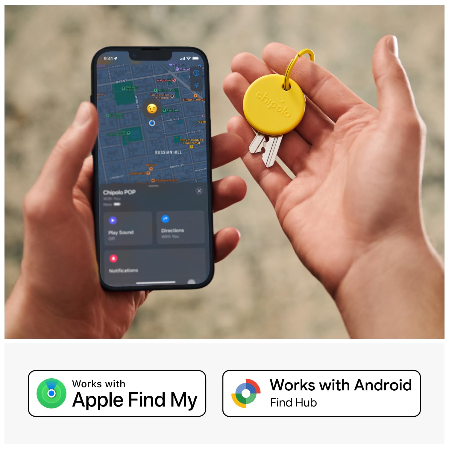 Chipolo POP Tracking Tag - Colorful, Compatible, Loud Bluetooth Tracker with Call Your Phone & Out of Range Alerts, Works with Apple Find My or Find Hub on Android - 4 Pack (Standard Mix)