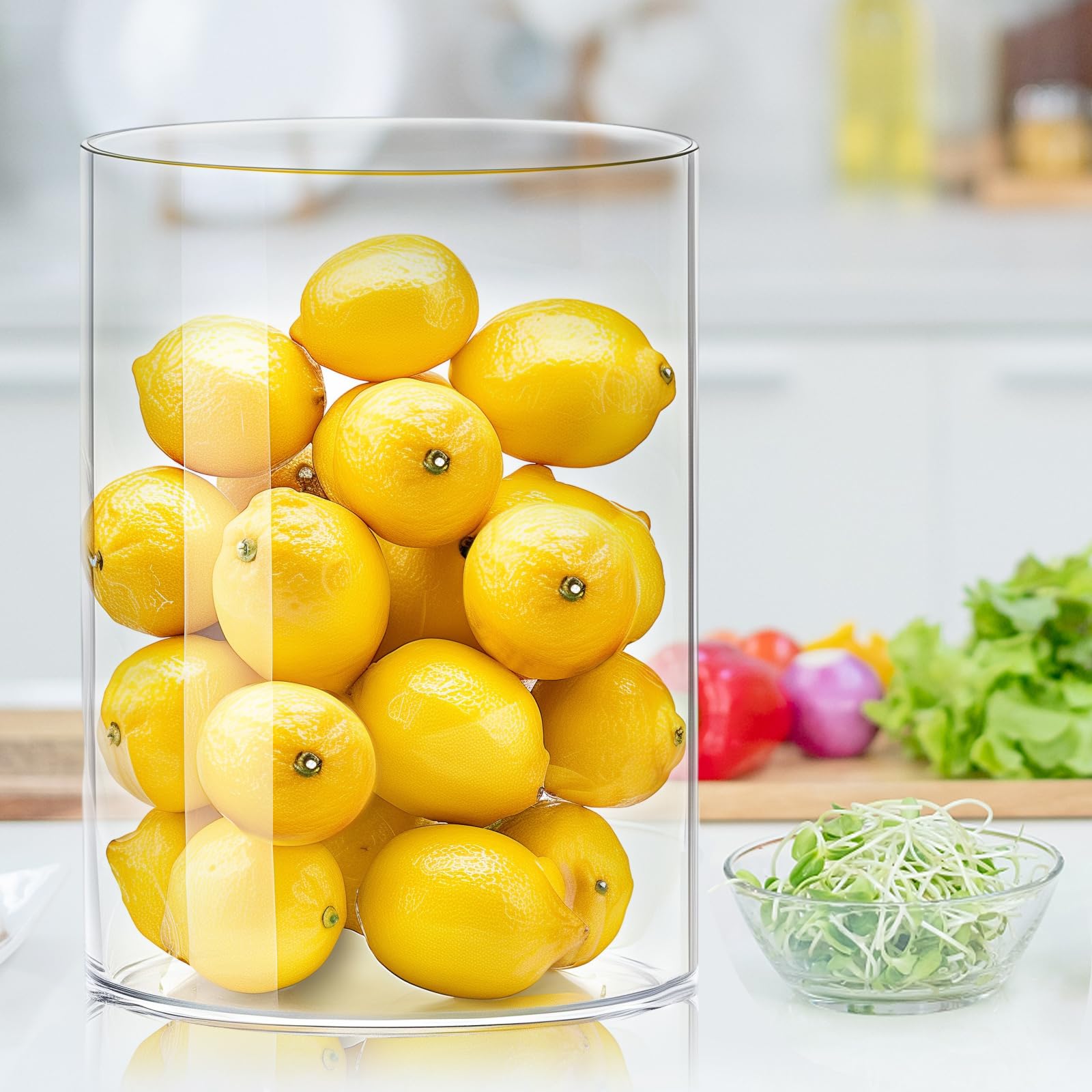 Flower Clear Vase Centerpiece for Home, Wedding Party, Plastic Clear Cylinder Wide for Flowers, Decorative Wide Mouth Vase for Decor (6'' W*8'' H)
