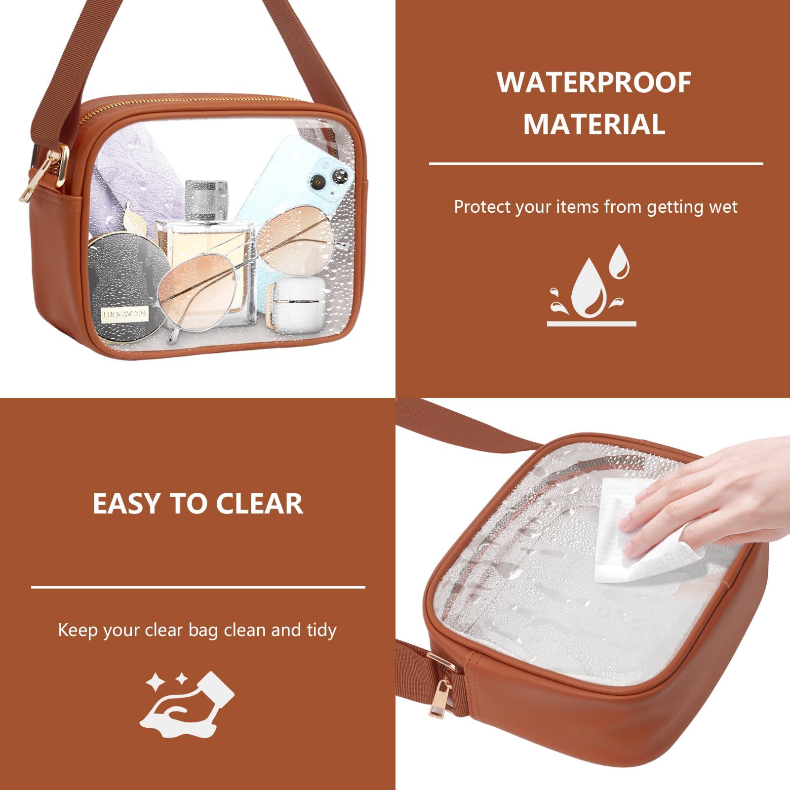KETIEE Clear Crossbody Bag, Stadium Approved Clear Purse Bag for Concerts Sports Events Festivals