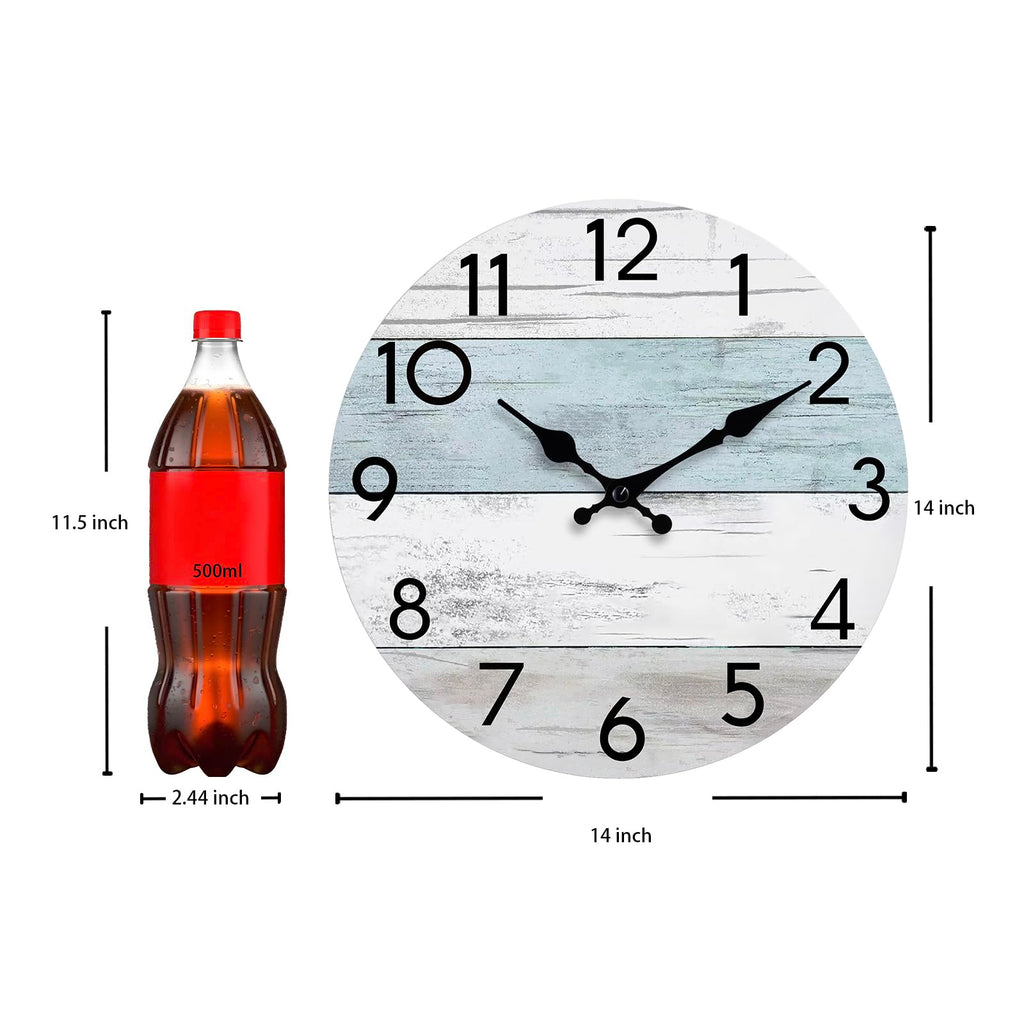KECYET Wall Clock Silent Non-Ticking Wooden Clocks Battery Operated 8 Inch Small Country Retro Rustic and Beach Style Decorative for Kitchen, Home, Bathroom, Bedroom (Blue)