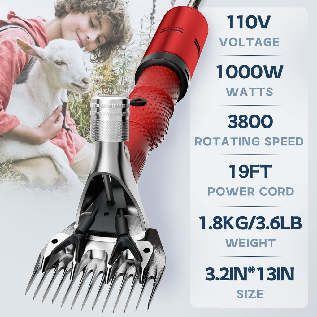 2026 Upgraded Sheep Shears 500W, Professional Electric Sheep Clippers, Farm Livestock Grooming Kit, 6 Speed Heavy Duty Electric Shears for Sheep Alpacas Goats Thick Coat Animals