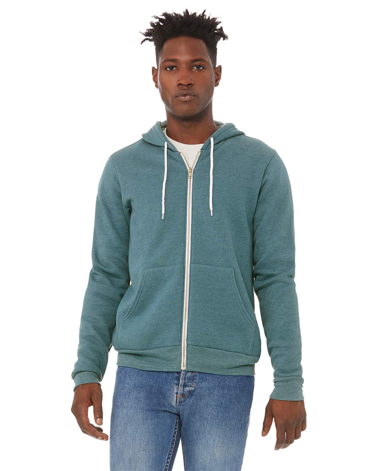 Bella & Canvas Men's 3739 Unisex Poly-Cotton Fleece Full-Zip Hoodie