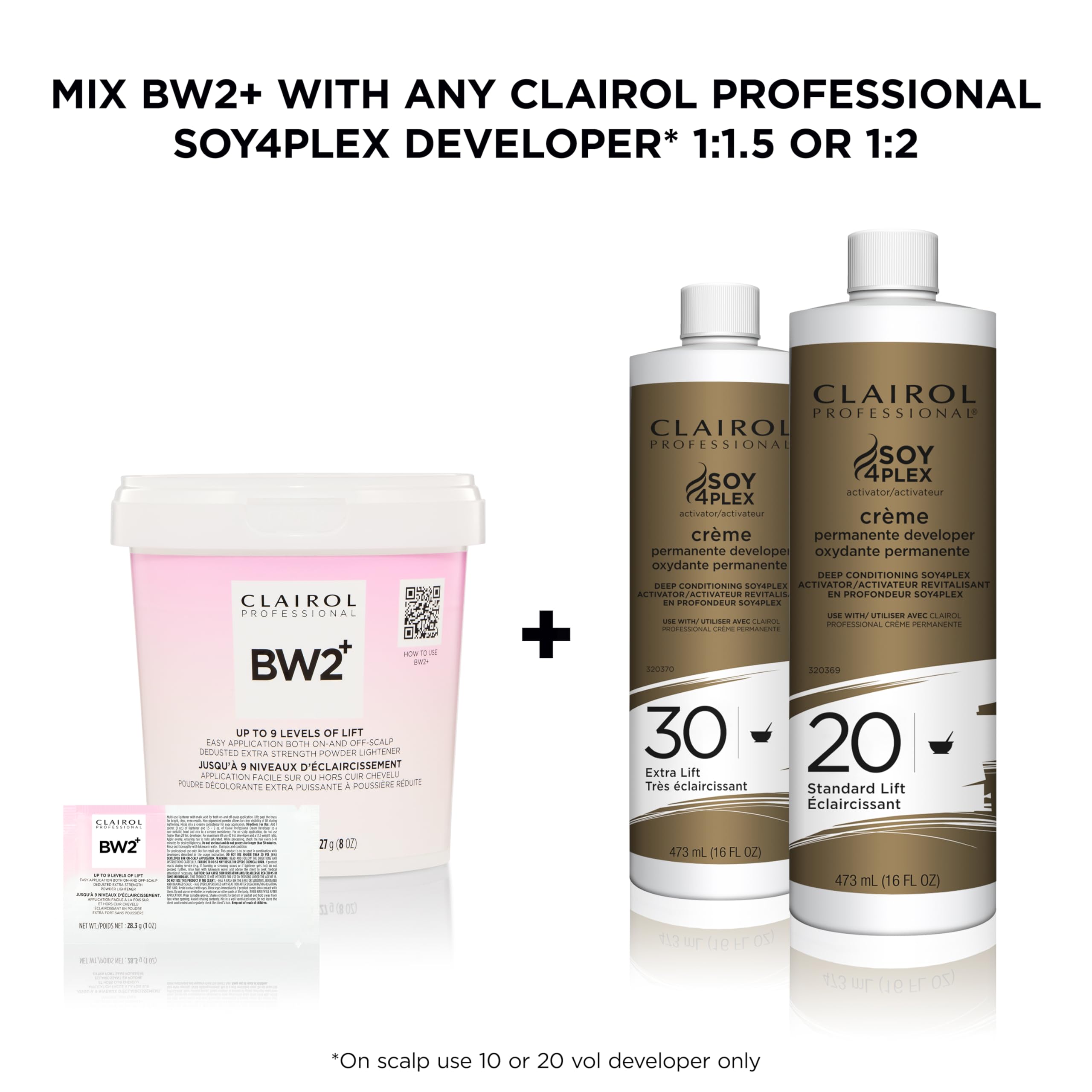 Clairol Professional BW2+ Extra Strength Powder Lightener, Up to 9 Levels of Lift for Hair Highlights & Lightening