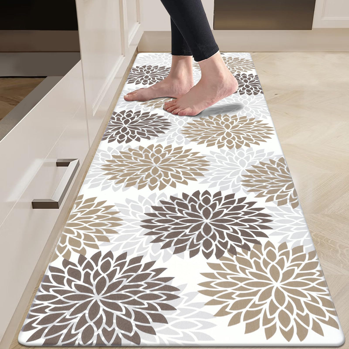 HEBE Anti Fatigue Kitchen Rugs Sets of 2, Non Slip Kitchen Mats for Floor, Waterproof Cushioned Comfort Standing Carpet for Kitchen Sink, Home Office, Laundry Room
