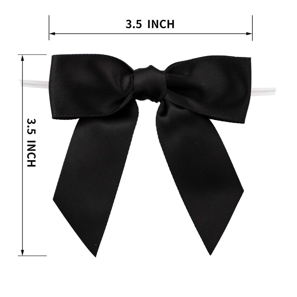 7Rainbows 50pcs Boutique 1.5" Black Satin Ribbon Mini Bows for Craft Sewing Scrapbooking Wedding and Gift Wrapping