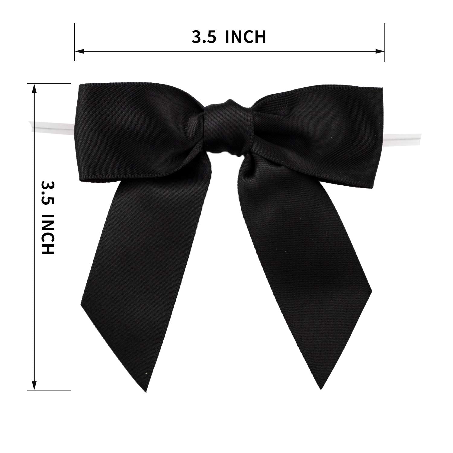 7Rainbows 50pcs Boutique 1.5" Black Satin Ribbon Mini Bows for Craft Sewing Scrapbooking Wedding and Gift Wrapping