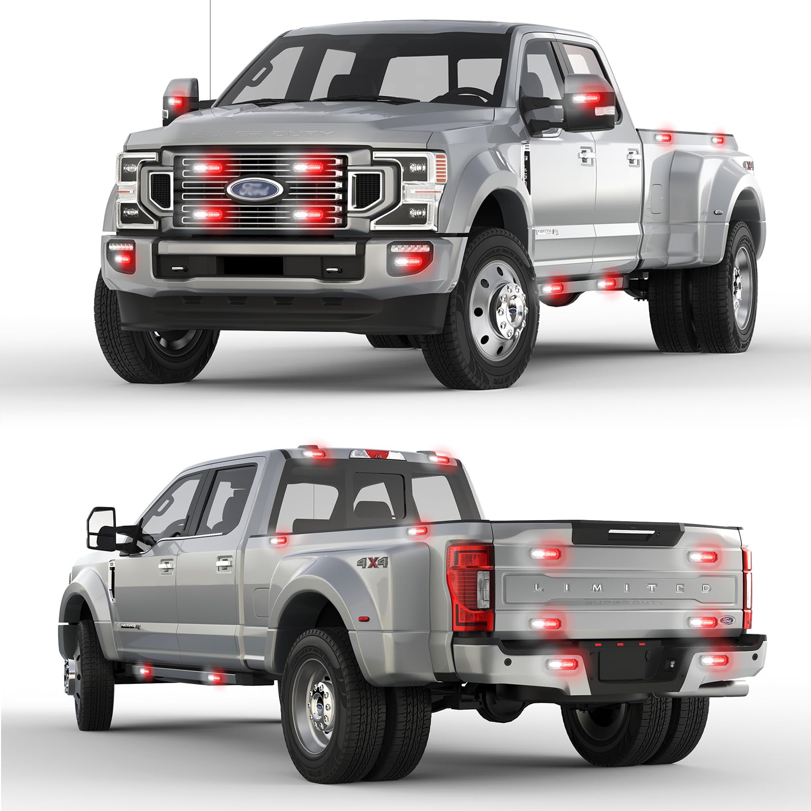 8-Pcs 12 LED Sync Feature Emergency Strobe Grille Lights Ultra Slim Surface Mount Hazard Warning Flashing Light Bar for Firefighter/Construction/Police/Trucks/Vehicles/Car/SUV (Amber/White)
