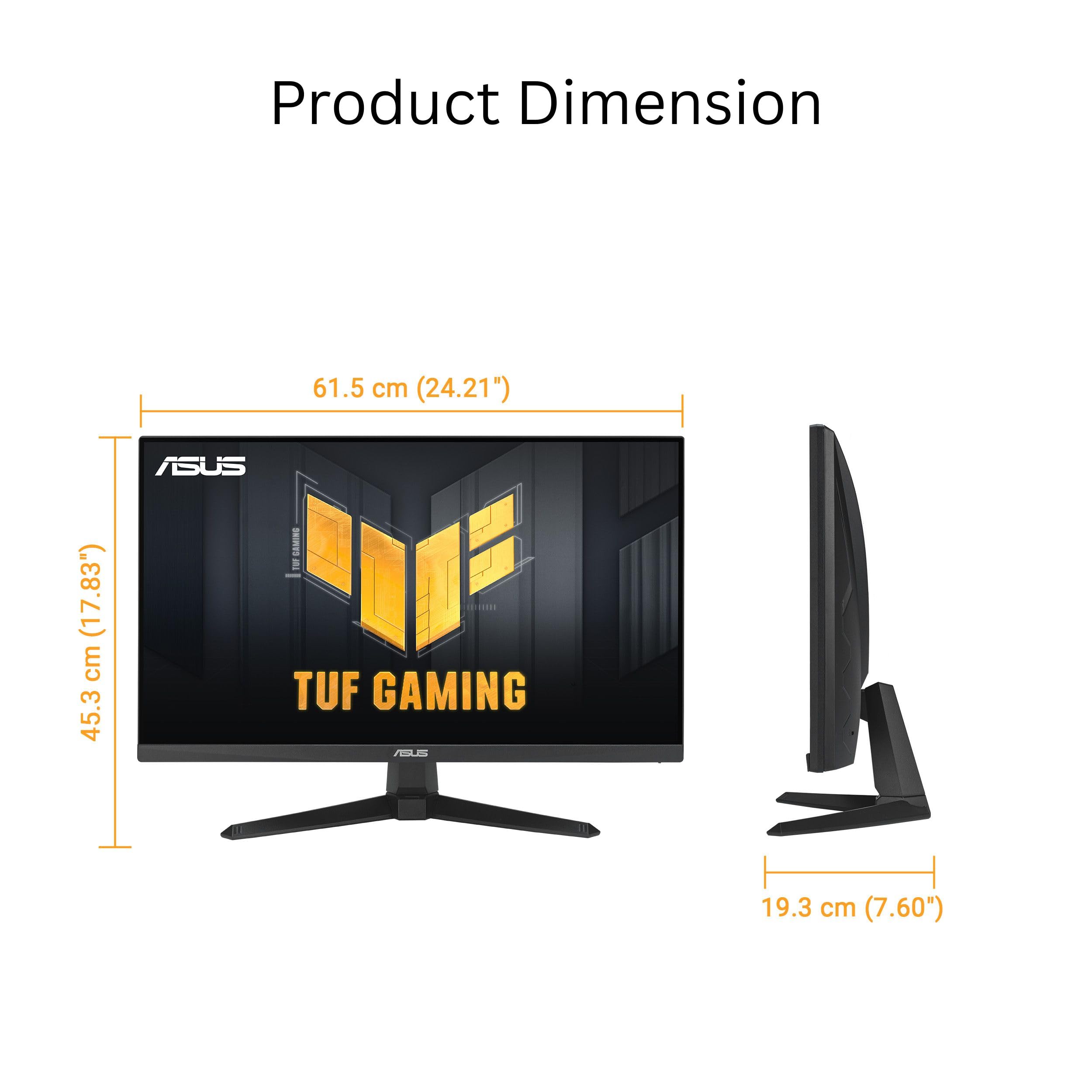 ASUS TUF Gaming 24” (23.8” viewable) 1080P Monitor (VG249QE5A) - FHD, 144Hz Overclock to 146Hz, IPS, Extreme Low Motion Blur Sync, 1ms, Speakers, Variable Overdrive, DisplayWidget Center, 3yr Warranty