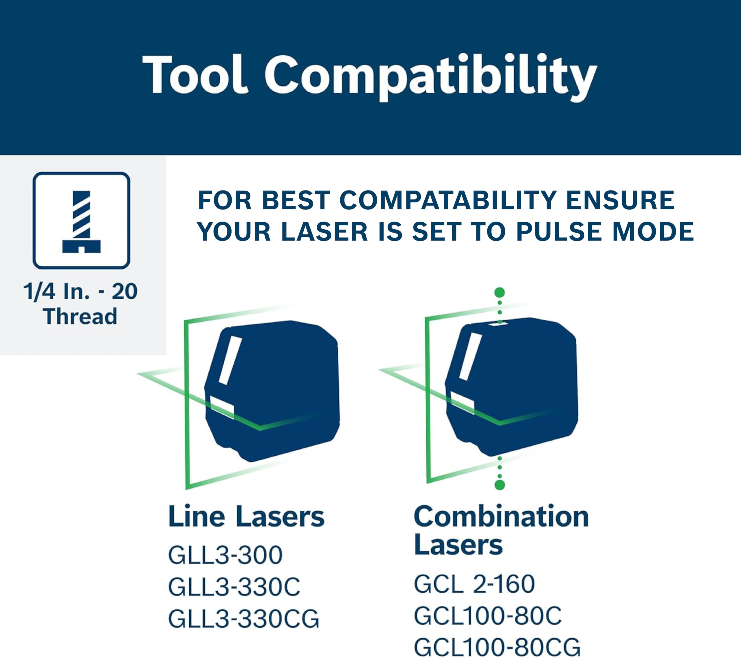 BOSCH LR1 500 Ft Green-Beam Rotary Laser Receiver, Includes Mounting Bracket & 9V Battery