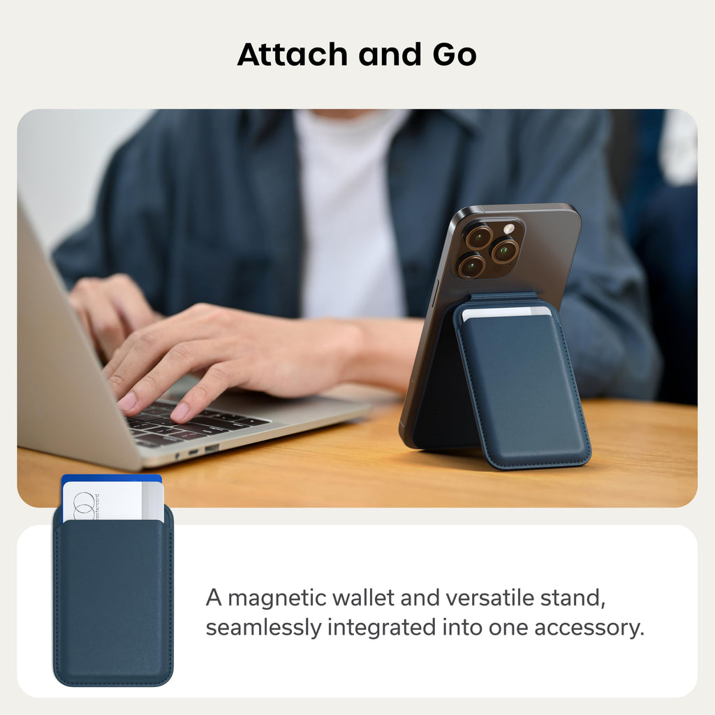 Satechi Magnetic Magsafe Wallet, Double Flap Stand Card Holder, 4 Slots with Front NFC Pass-Through, Adjustable Phone Attachment for iPhone 17/16/15/14/13/12, Travel Accessory