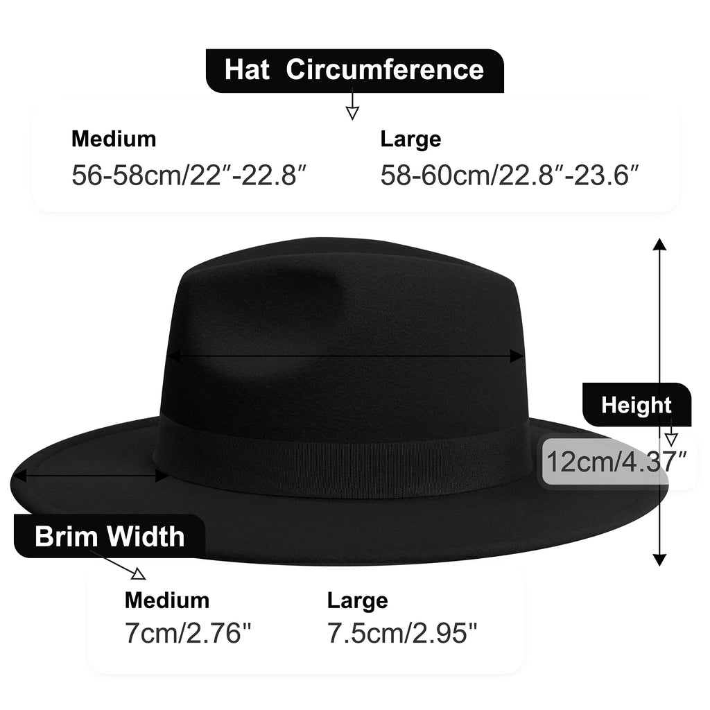 KUJUHA Fedora Hats for Mens/Womens Felt FedoraHats Two Tone Wide Brim Fedora Hats Rancher Hat