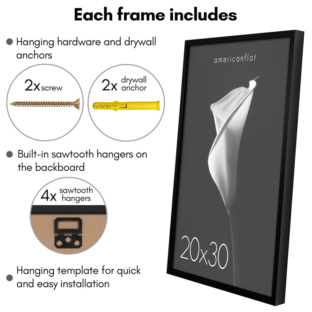 Americanflat 5x7 Picture Frame with Shatter-Resistant Glass - Soho Collection - Gallery Style Deep Molding Picture Frames for Tabletop and Wall Display - Black