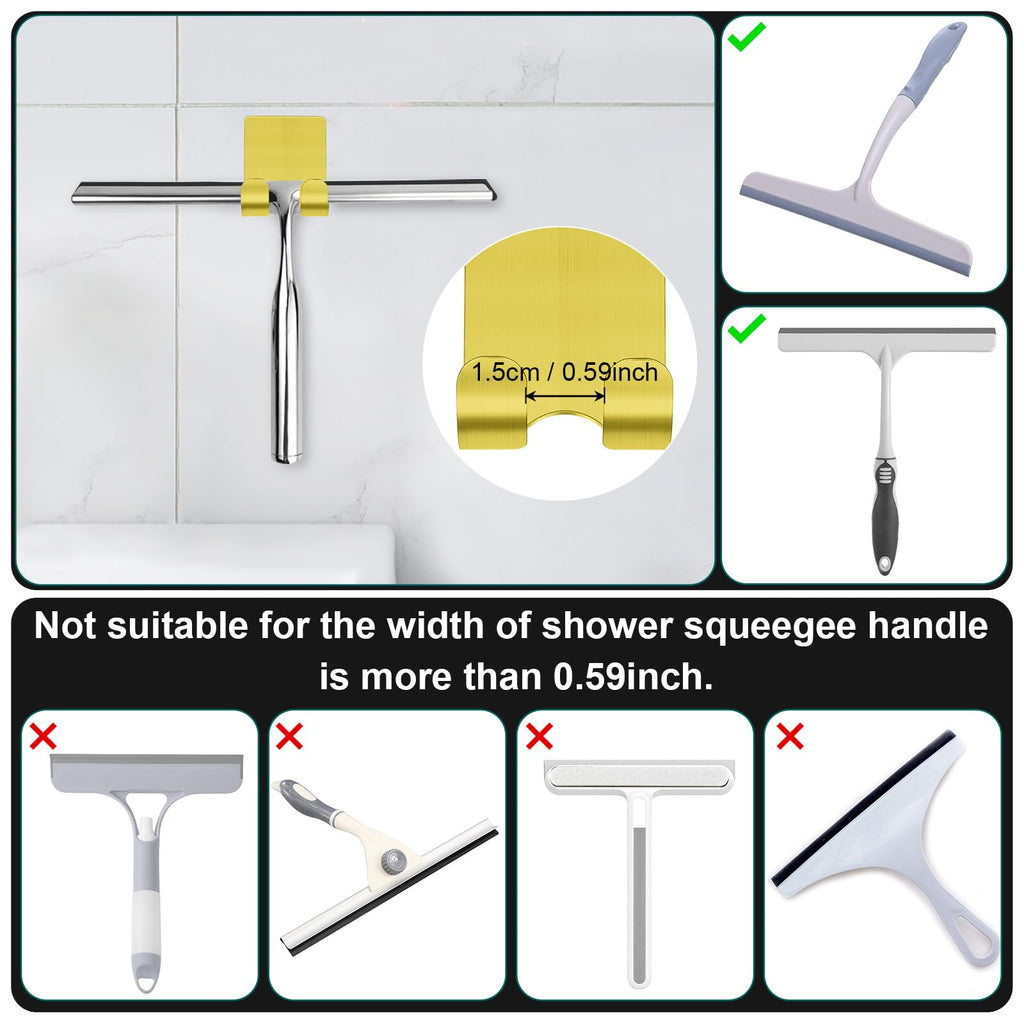 CGBE Shower Holders for Razors, 2 Pack Squeegee Holder and 2 Pack Razor Holder, Razors Holder for Shower Heavy Duty Waterproof Hook for Squeegee Loofah - Black