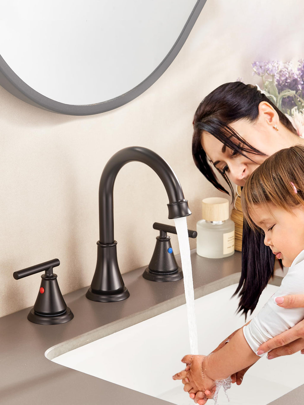Fransiton Widespread Bathroom Sink Faucet 3 Hole, Brushed Gold Bathroom Faucet with Metal Pop-Up Drain, 2 Handle for 6-16" RV Vanity Sink