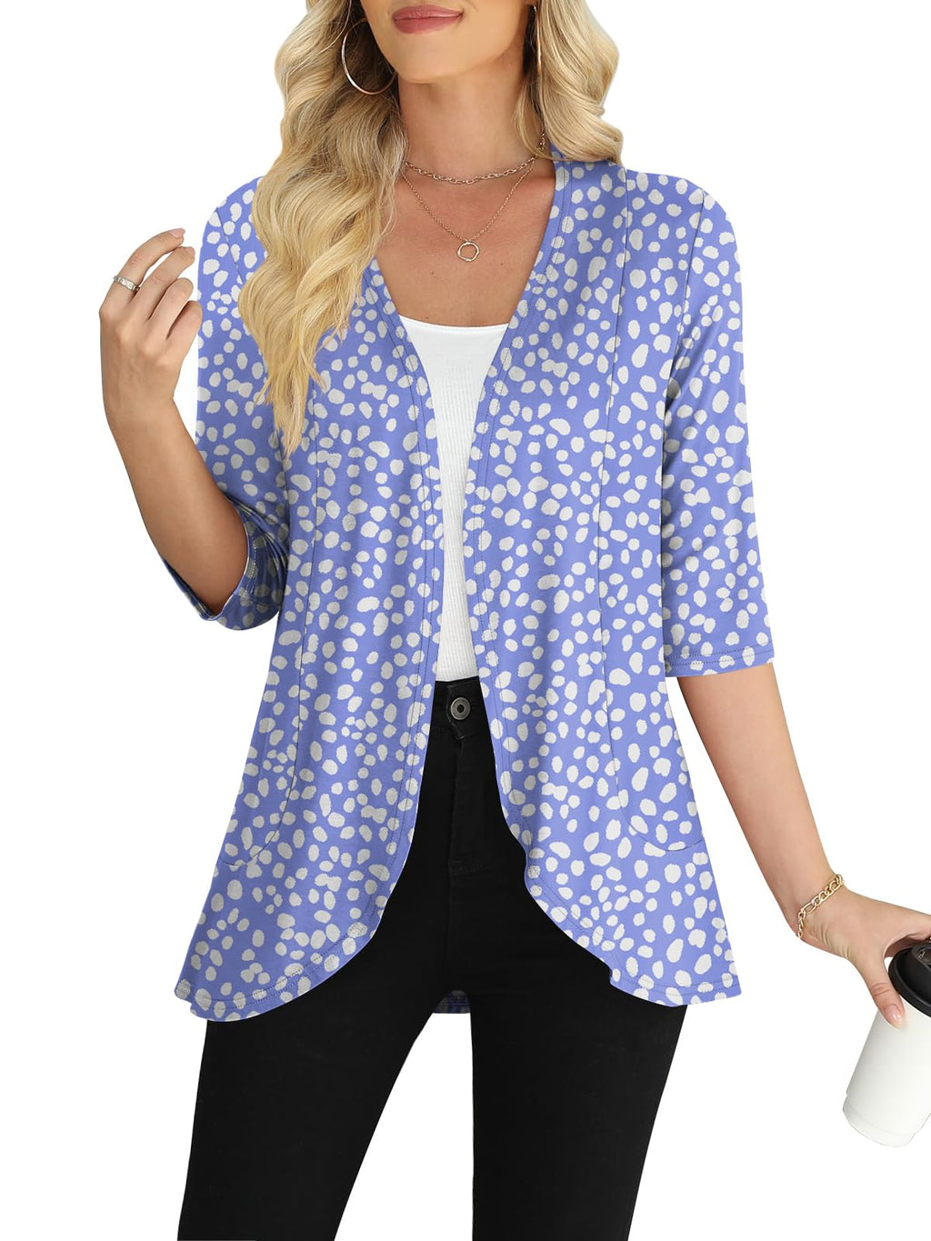 Yincro Women's Casual 3/4 Sleeve Cardigan Lightweight Soft Open Front Cardigans