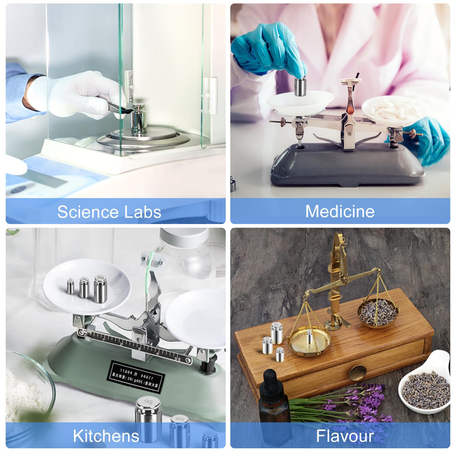 QP Calibration Weights, 50 Gram Scale Weights, OIML Class M1 High Precision Stainless Steel Scale Balance Weights with Chrome Finish, Calibration Weights for Digital Scale, Kitchen Scale, Pocket Scale
