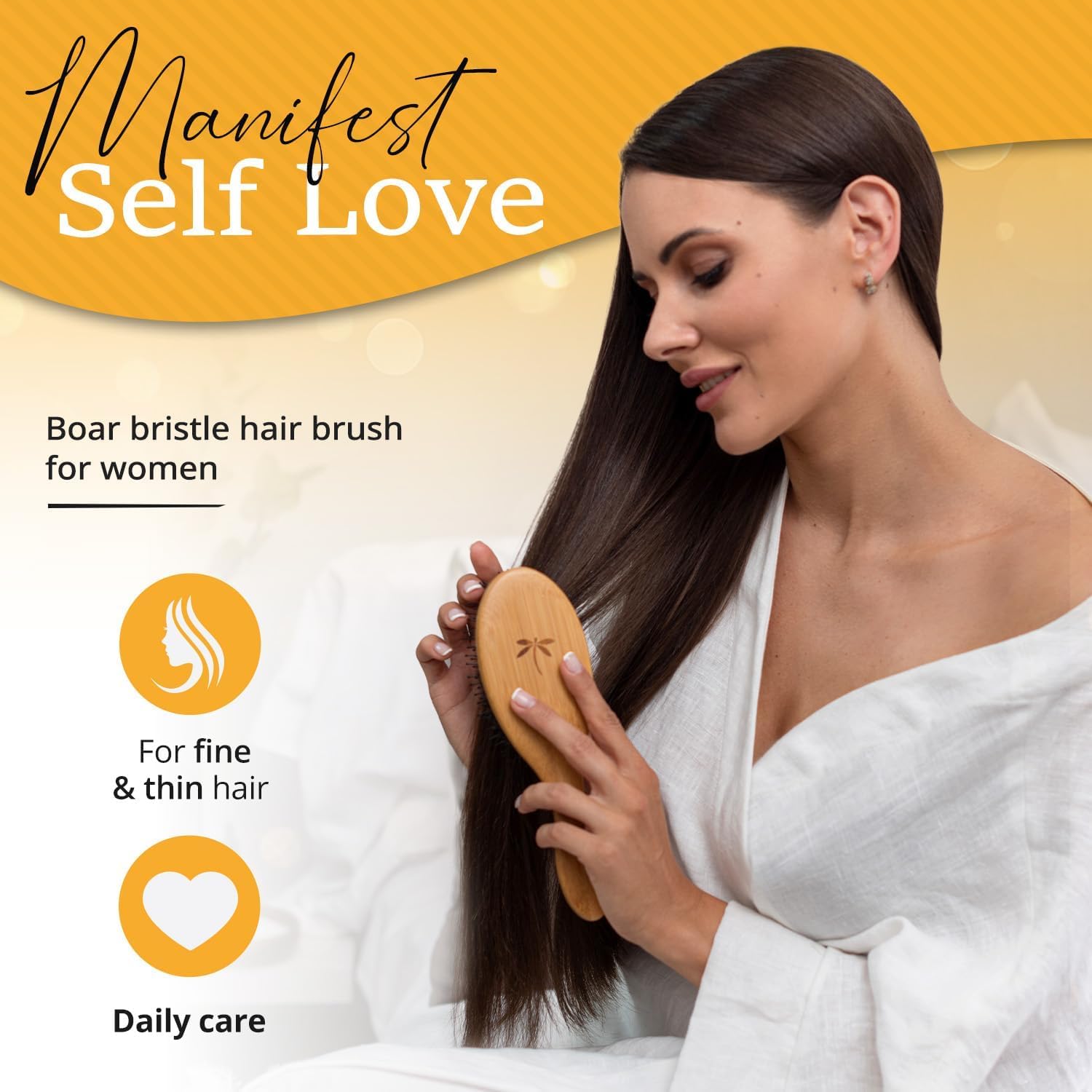 Premium Boar Bristle Hair Brush for Thick Hair Set. Hairbrush for Women With Thick, Long or Curly Hair. Restores Hair's Shine and Health. Comb, Travel Bag & Spa Headband Included