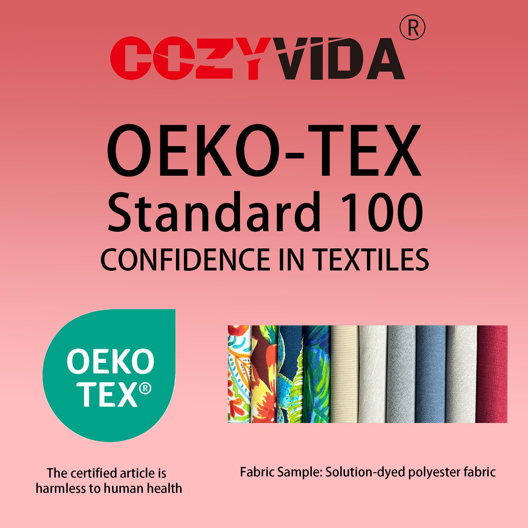 COZYVIDA 5.1" Thick Outdoor Patio Cushions Set of 2, 22"x24"x5.1" Seat, C0 Water-Resistant Breathable Fabric, UV-Resistant 1000+ Hrs, 35D Foam with Recycled Fiber Fill,Beige