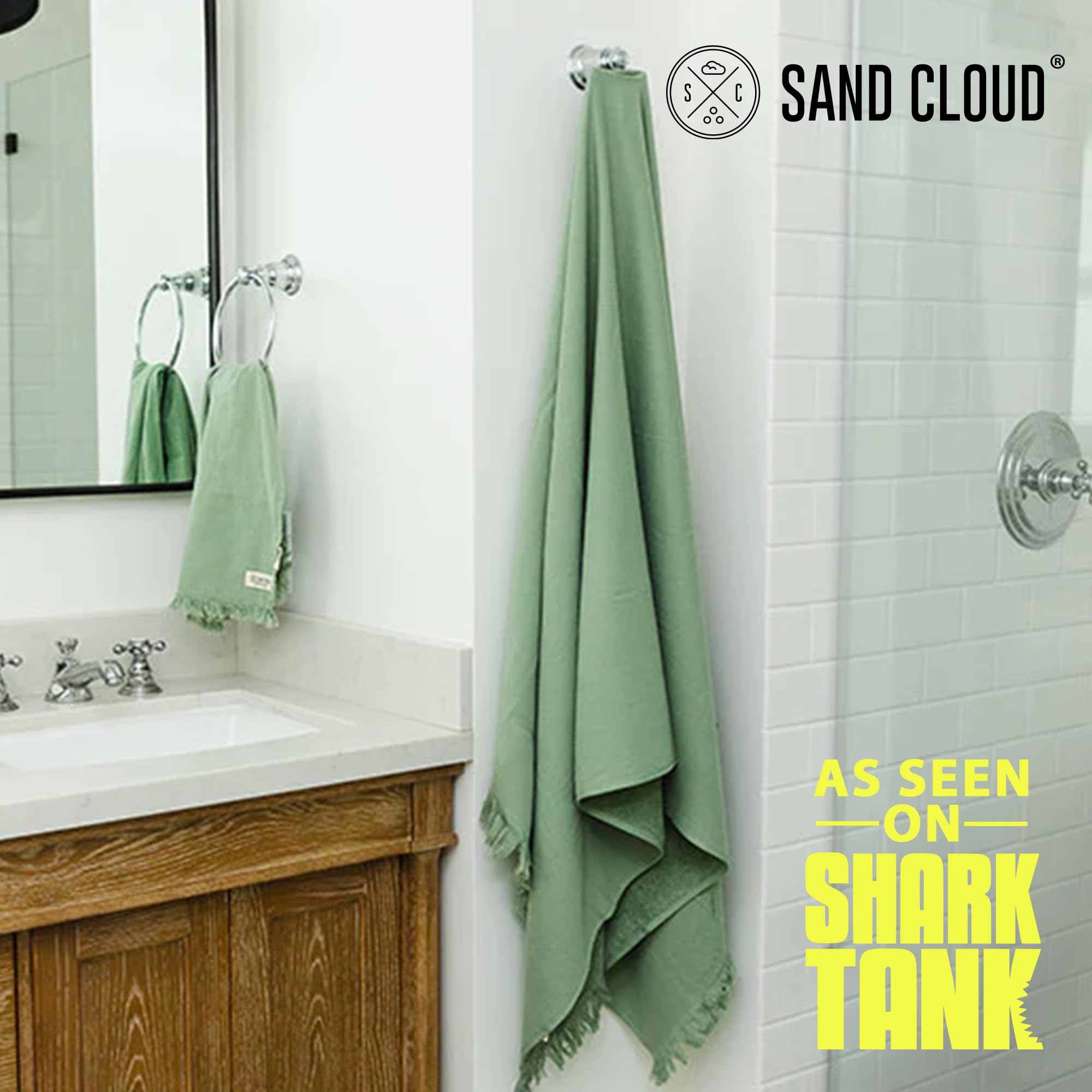 Sand Cloud Turkish Bath Towels Bundle for Bathroom, Set of 4 (Classic Black) - Large Size - 100% Certified Organic Cotton Yarn is Lightweight, Soft & Absorbent - Premium Bath Towels Dry Faster