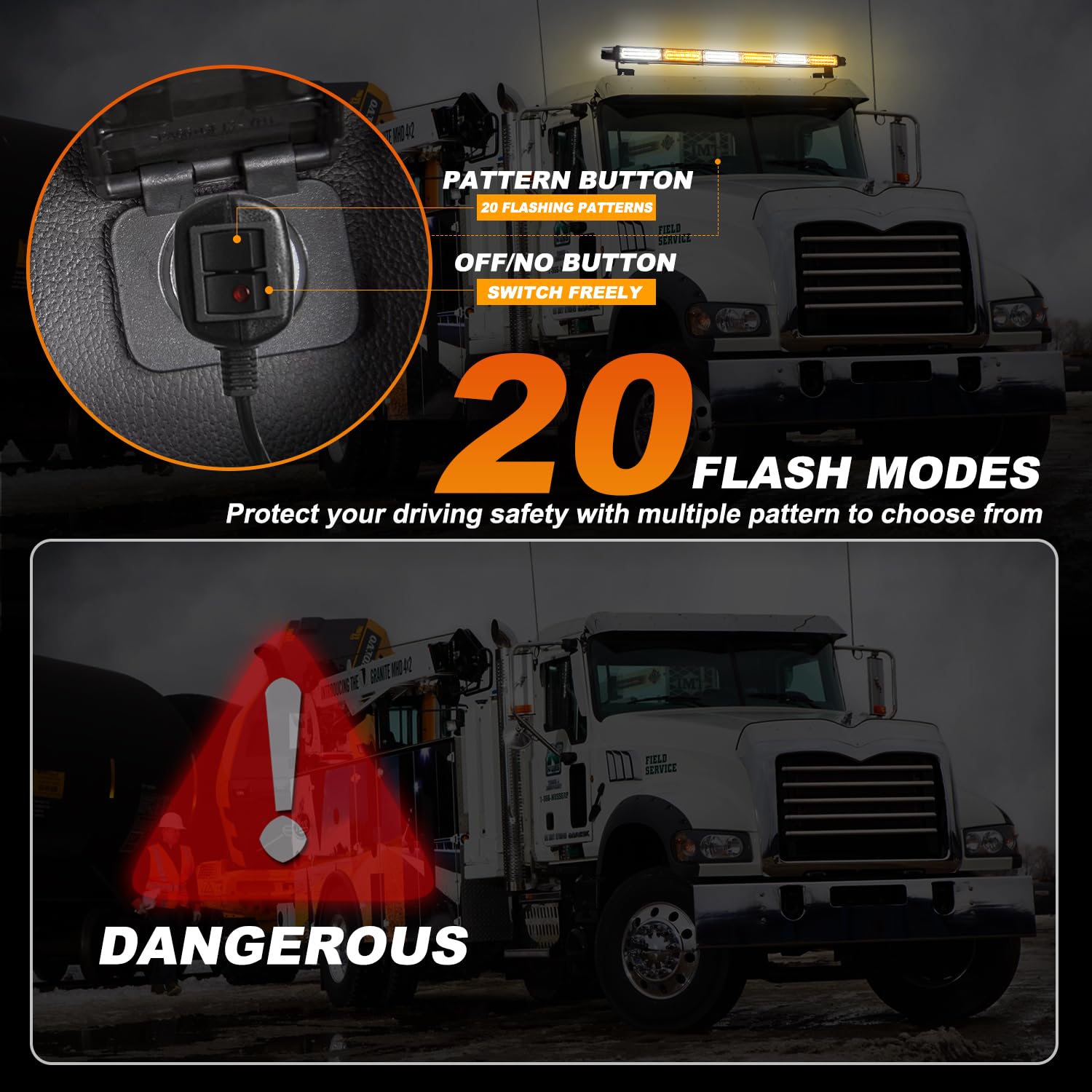 ASPL 26inch 126 LED Rooftop Emergency Strobe Lights Bar Double Side Flashing Safety Warning Traffic Advisor Light Bar Hazard Snow Plow Light for Work Trucks Vehicles Construction Tow Pickup(Amber)