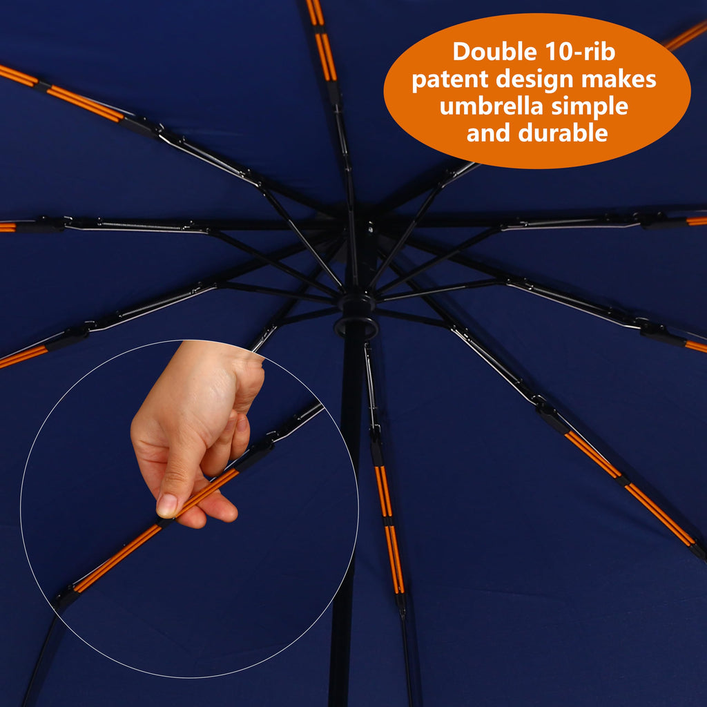 Bluinzi 46 Inch Compact Umbrellas for Rain - Travel Small Umbrella - Automatic Folding Umbrella - Windproof Portable Umbrella, Double 10-rib