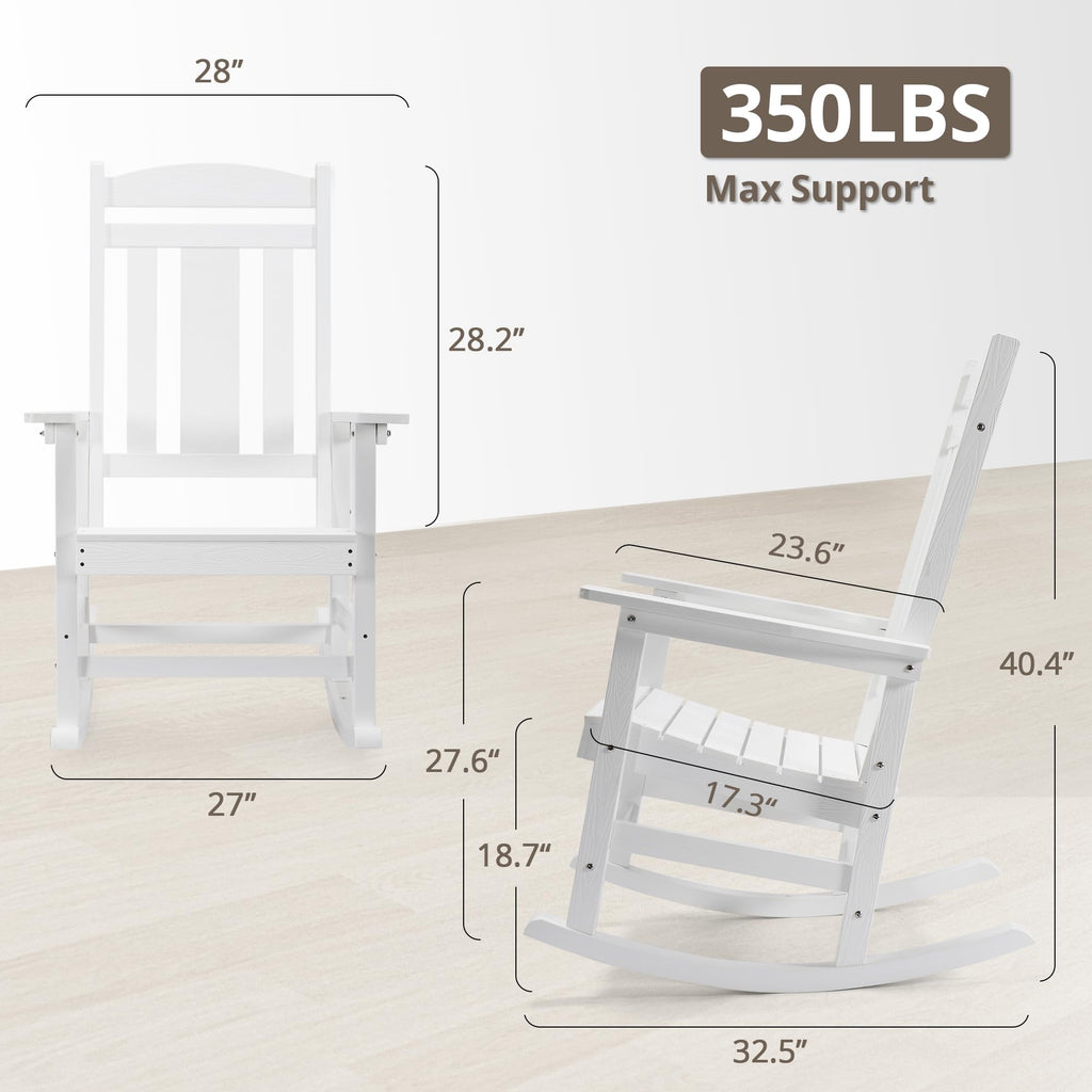 LUE BONA Rocking Chair Outdoor, Weather Resistant HDPS Plastic Rocker Chairs, 350lb Heavy Duty, Oversized Porch Rocker for Adult, High Back Smooth Rocking Chairs for Outdoor & Indoor, Aruba Blue