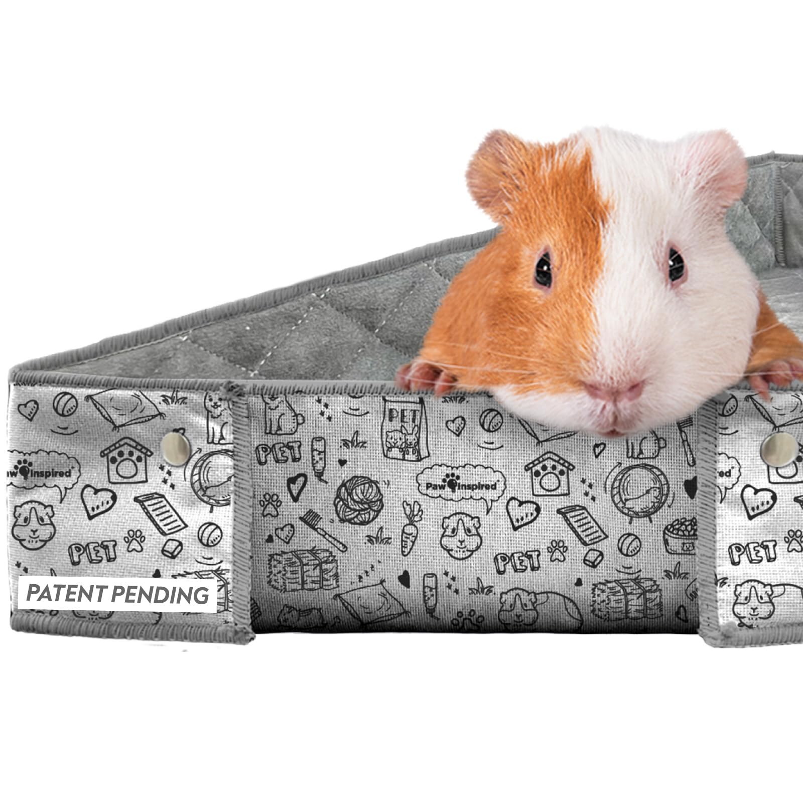 Paw Inspired Critter Box Washable Cage Liner with Raised Sides, Fleece Bedding with Waterproof Bottom, Edge Protected Pee Pads for Guinea Pigs, Rabbits, Hamsters, Small Animals (Midwest Size)