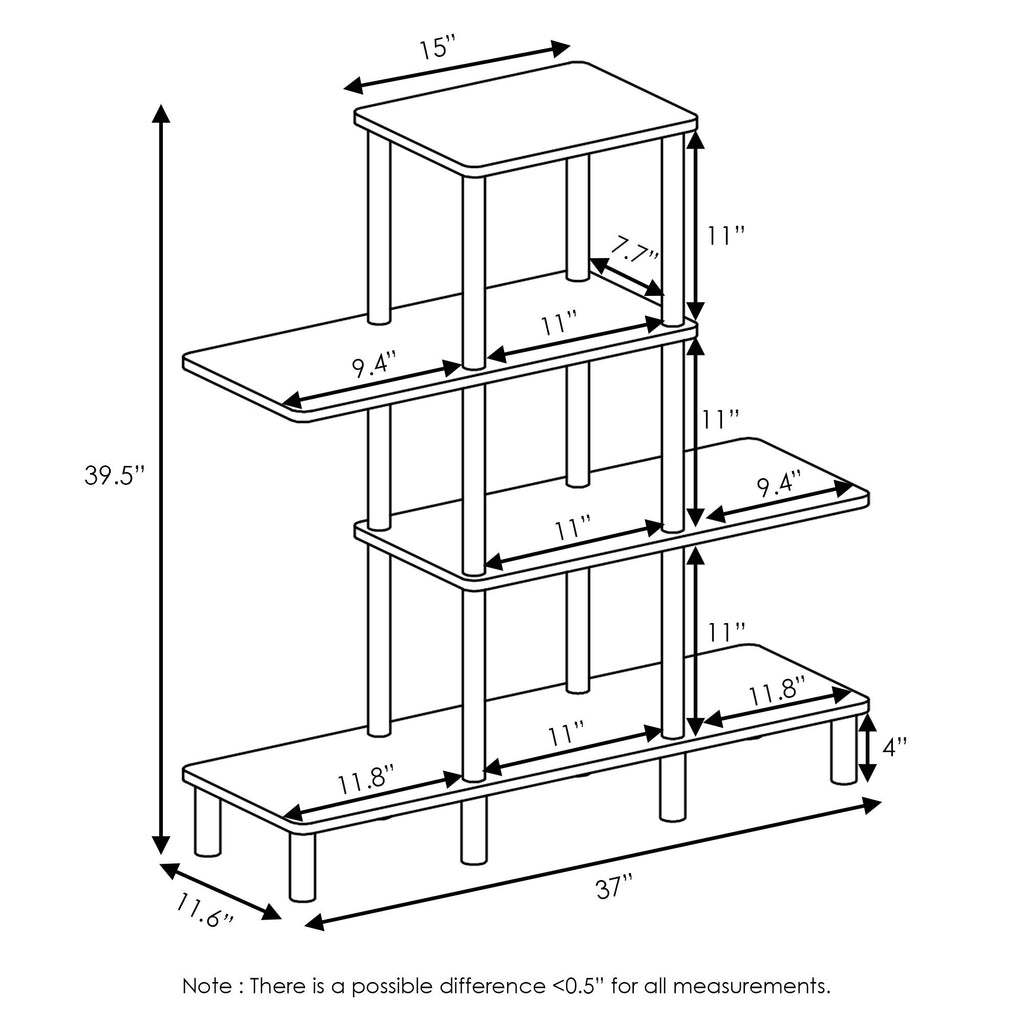 Furinno Turn-N-Tube 4-Tier Design Display Rack, Espresso/Black
