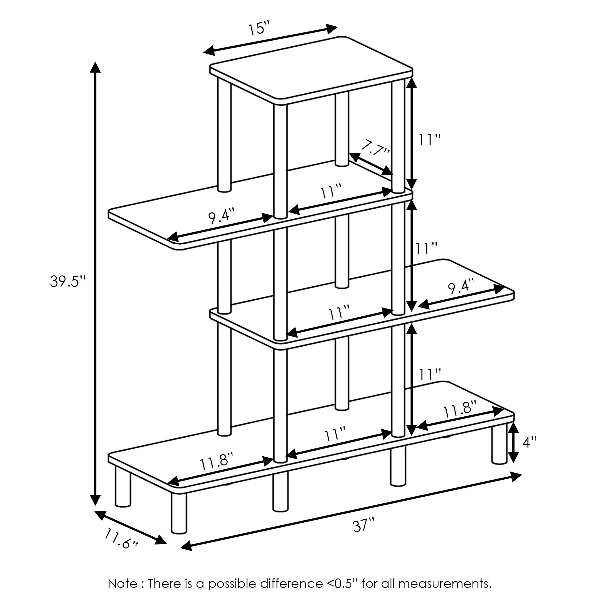 Furinno Turn-N-Tube 4-Tier Design Display Rack, Espresso/Black