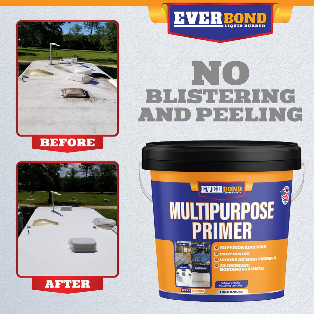 EverBond Multipurpose Primer - Primer for Roof Coatings - Use on EPDM Rubber, Wood, Fiberglass, Concrete, and Metal Surfaces - Easy to Apply on RVs, Campers, and Trailers - 1 Gallon