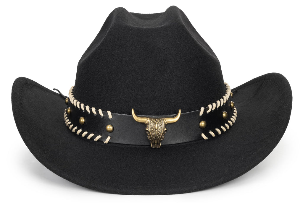 Vintage Western Cowboy Hat for Men Women - Wide Brim Cowgirl Fedora Hats with Braided Rope Band M