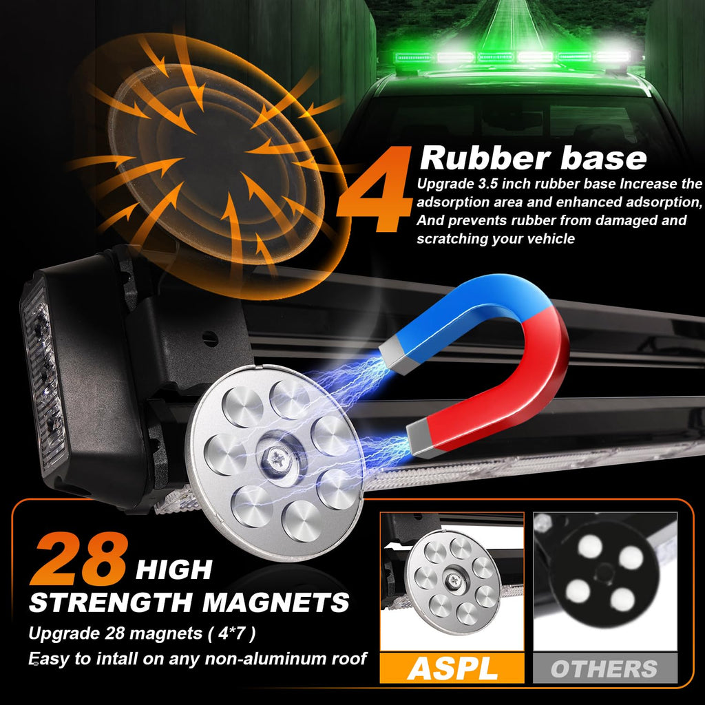 ASPL 26inch 126 LED Rooftop Emergency Strobe Lights Bar Double Side Flashing Safety Warning Traffic Advisor Light Bar Hazard Snow Plow Light for Work Trucks Vehicles Construction Tow Pickup(Amber)