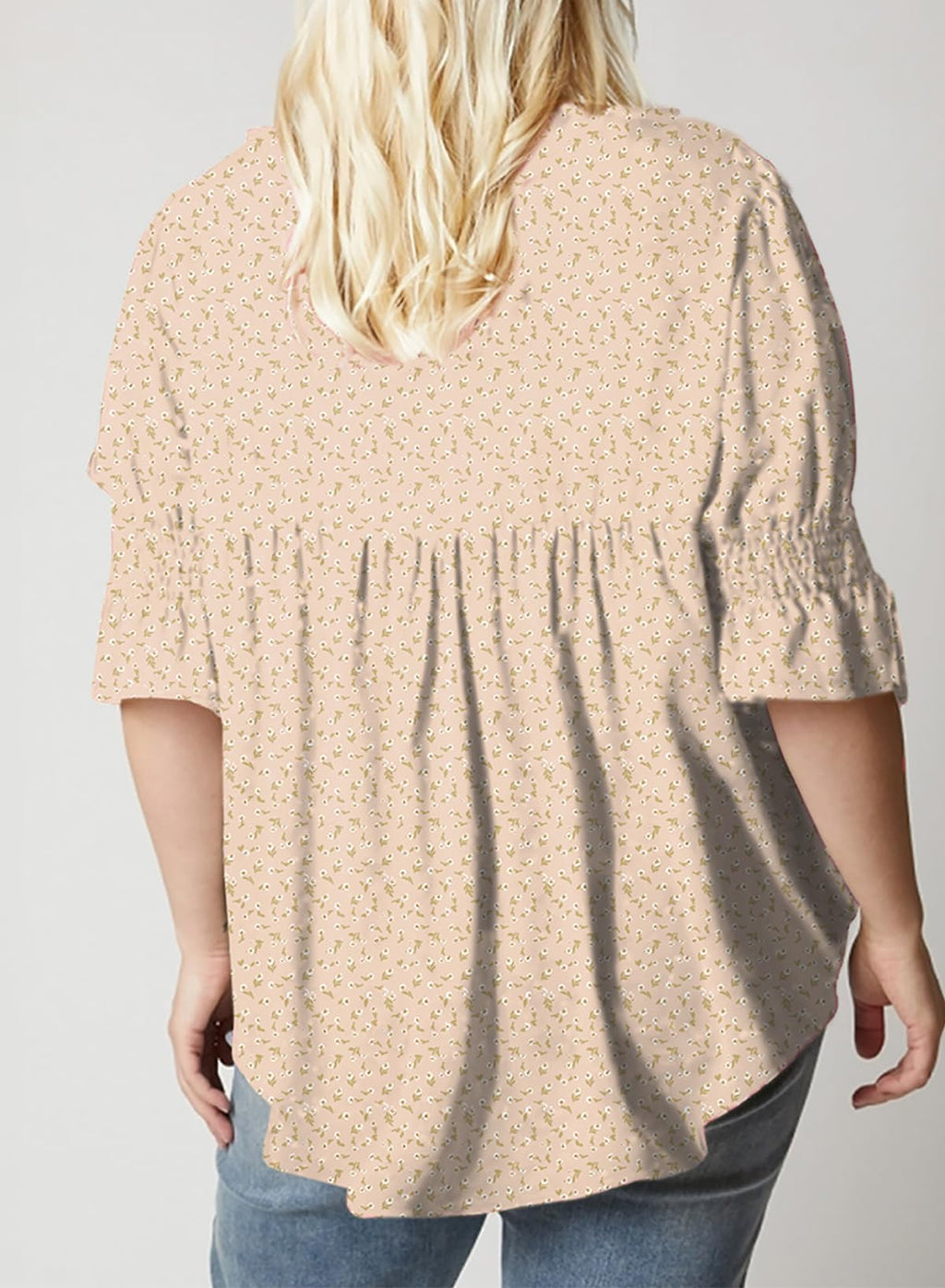 Eytino Plus Size Tops for Women Summer V Neck Short Sleeve Boho Floral Printed Flowy Chiffon Shirts Blouse(1X-5X)