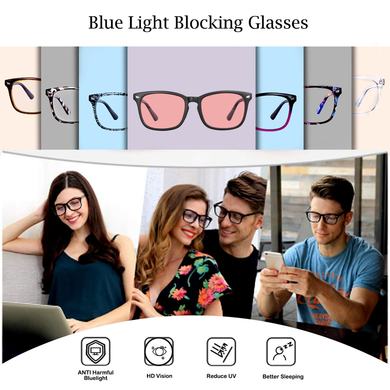 MAXJULI Blue Light Blocking Glasses,Computer Reading/Gaming/TV/Phones Glasses for Women Men(Transparent)