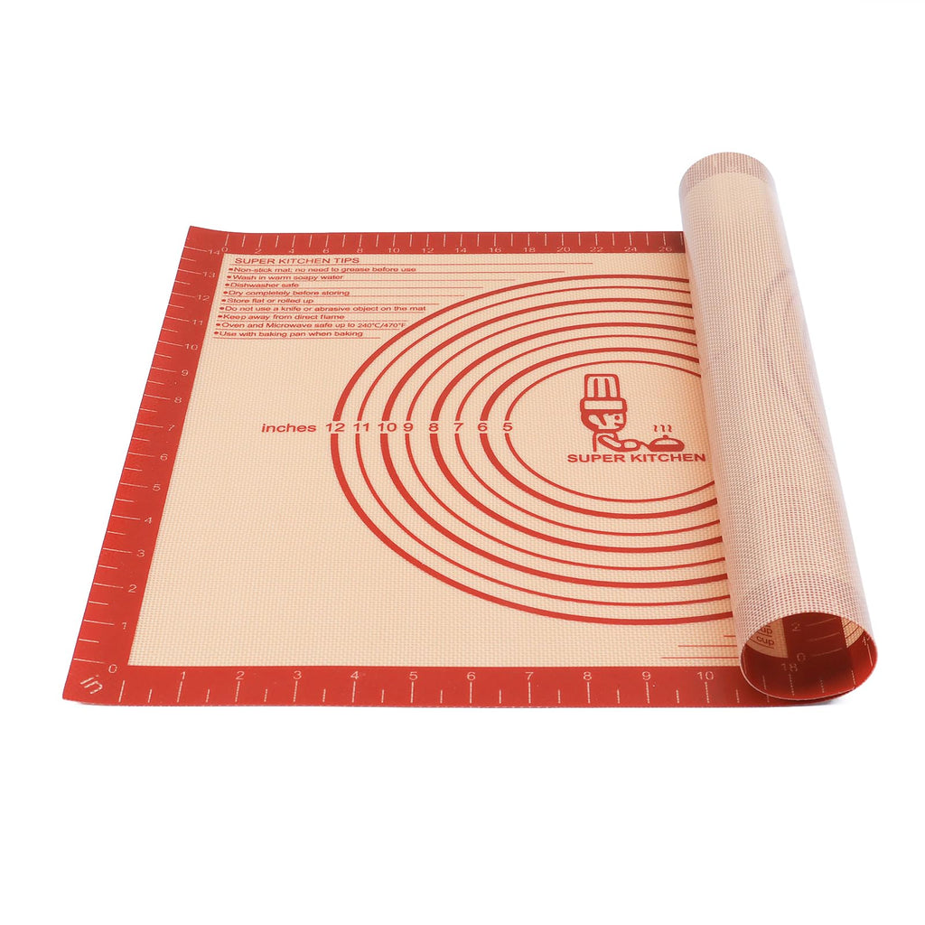 Nonstick Silicone Pastry Baking Mat Large with Measurements 16''By 20'' for Silicone Baking Mat, Counter, Dough Rolling/Pie Crust Pad By Folksy Super Kitchen (16×20, Blue)