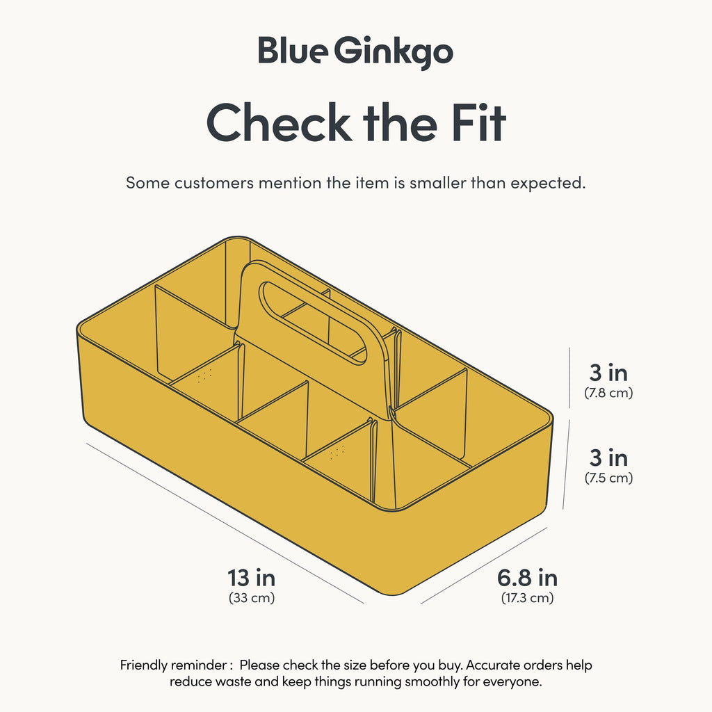 BLUE GINKGO Stackable Organizer Caddy – Korean-Made Portable Tote for Bathroom, Office, Crafts, or School Supplies (Long Rectangle, Blue)