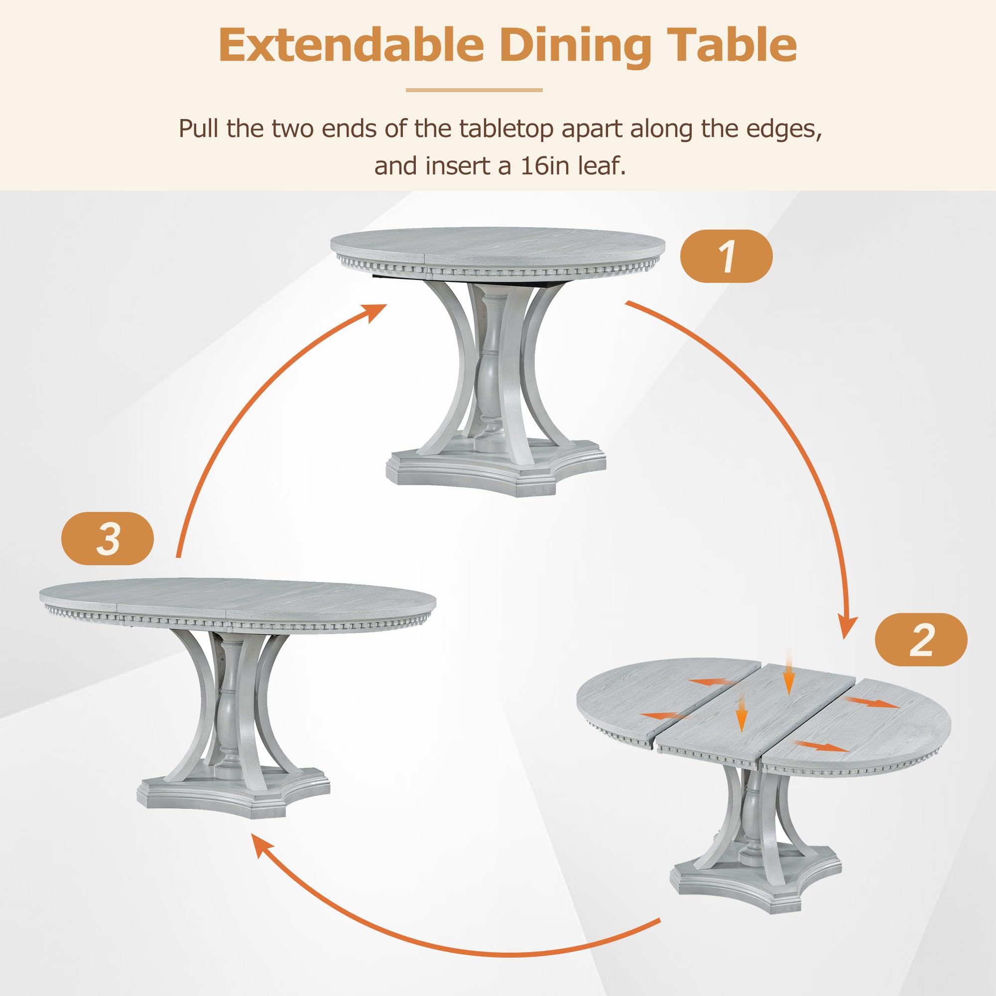 LUMISOL 5-Piece Dining Table Set for 4, Farmhouse Round Kitchen Table Set with Special Shaped Legs and 4 Upholstered Chairs for Kitchen, Dining Room, Small Space, Antique Blue