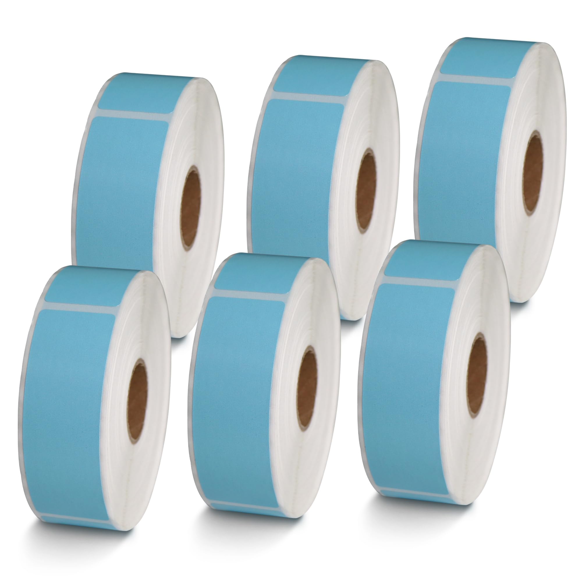 BETCKEY - 1" x 0.5" Small Labels Compatible with Zebra & Rollo Label Printer, Premium Adhesive & Perforated[Light Blue, 6 Rolls, 14580 Labels]