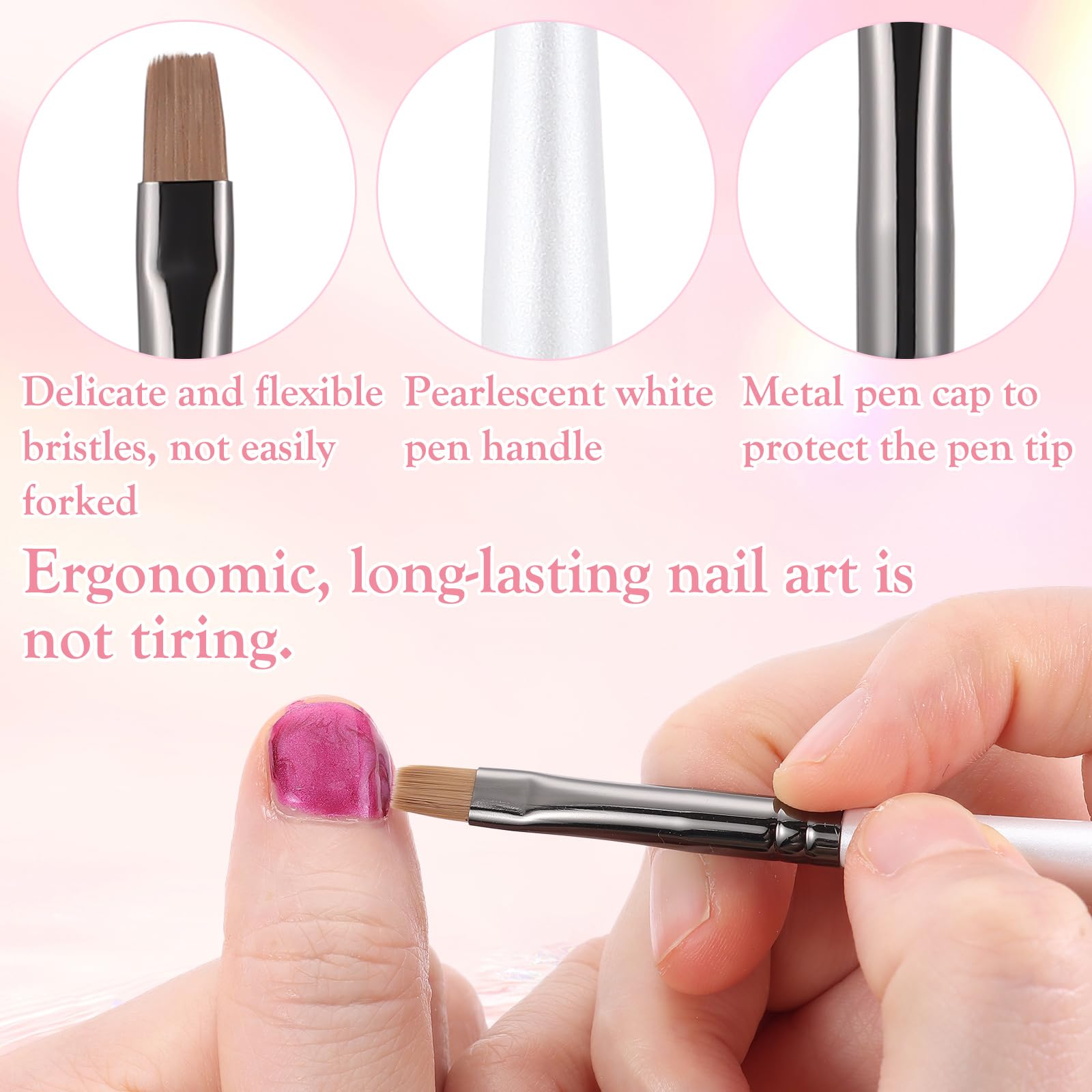 Nail Art Clean Up Brushes,Nail Brushes for Cleaning Polish Mistakes on the Cuticles, Acetone Resistant Nail Brush, Fingernail Cleaning Brushes for Nail Art and Designs (2 Pcs Round&Angled)