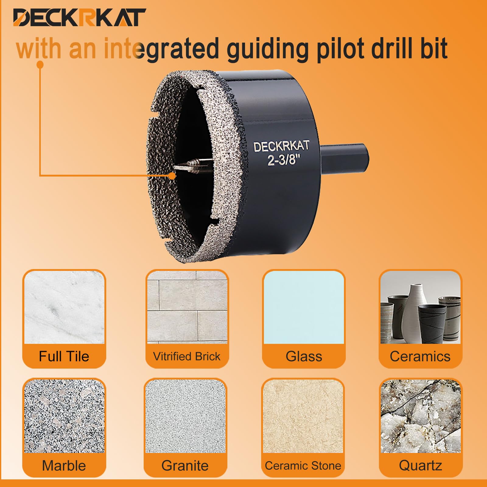 1 Inch Diamond Hole-Saw Bits with Pilot Drill Bit - 2pc 1" Diamond Tipped Tile Hole Saws with Guiding Bit Accurate Drilling for Porcelain Tile Ceramic Pottery Granite Stone Glass Bottles 25mm