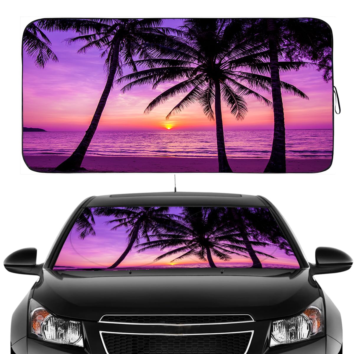 Gven Windshield Sun Shade for Car Front Window Cover Sunshades Visor Automotive Sun Shield for Full-Size Sedan & SUV, Mid-Size SUV, Sports Cars Mid-Size Pickup Truck Car Accessories(Abstract, L)